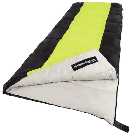 Wakeman Outdoor Sleeping Bag - 2-Season Otter Tail Sleeping Bag with Carrying Bag by Neon Green 75-CMP1016